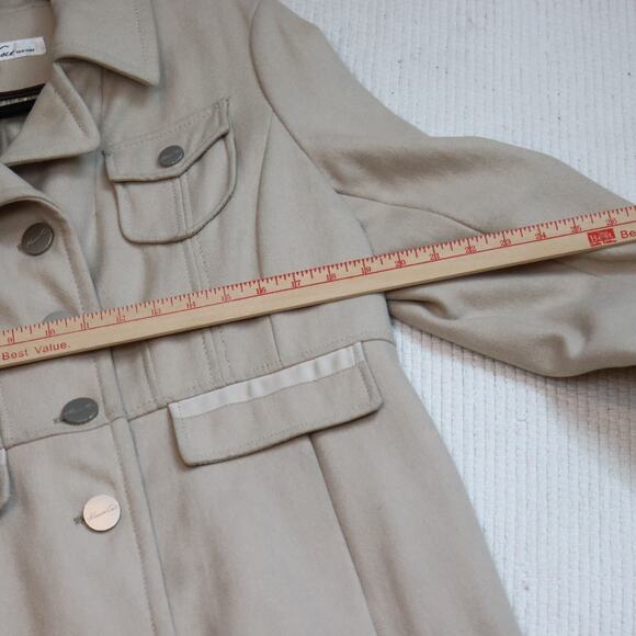 Kenneth Cole New York Wool Blend Coat Women’s Size 14 Beige Button Front - Picture 5 of 7